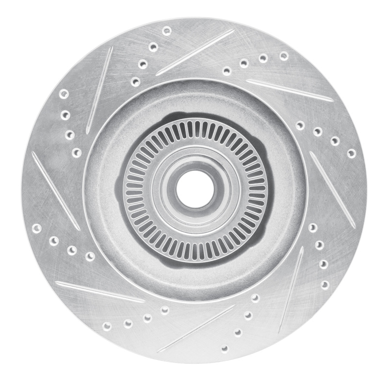 Ford Explorer Sport Brake Rotor (1) - Front Right - R1 Concepts - Drilled & Slotted - Silver - `01-`05